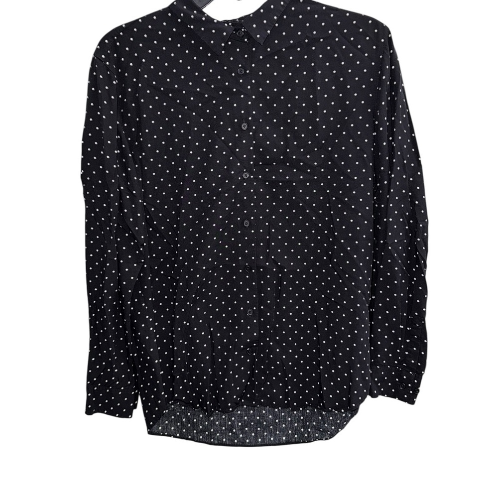 🔥3/$30 🔥 Uniqlo Black and White Polka Dot Women’s Long Sleeve Blouse Shirt Size